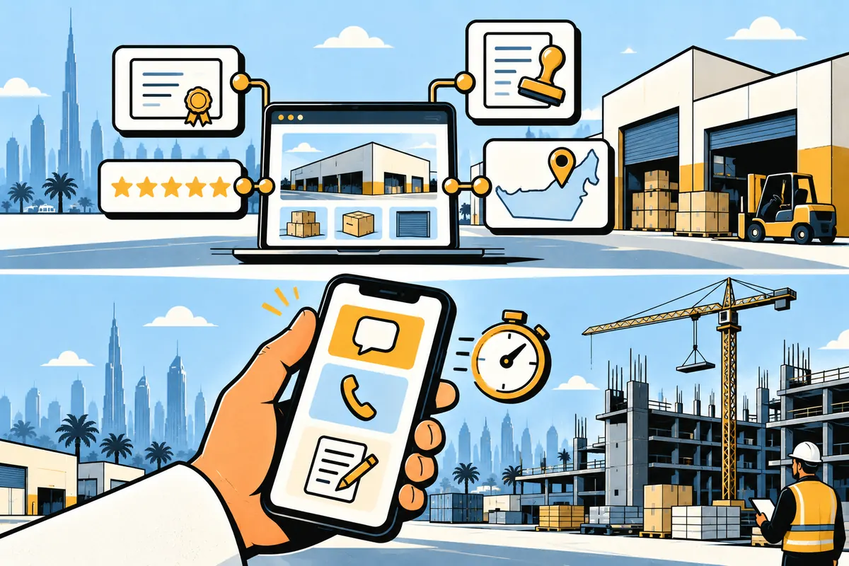 Trust signals on a B2B website in the UAE: certificates, trade licence, location and reviews