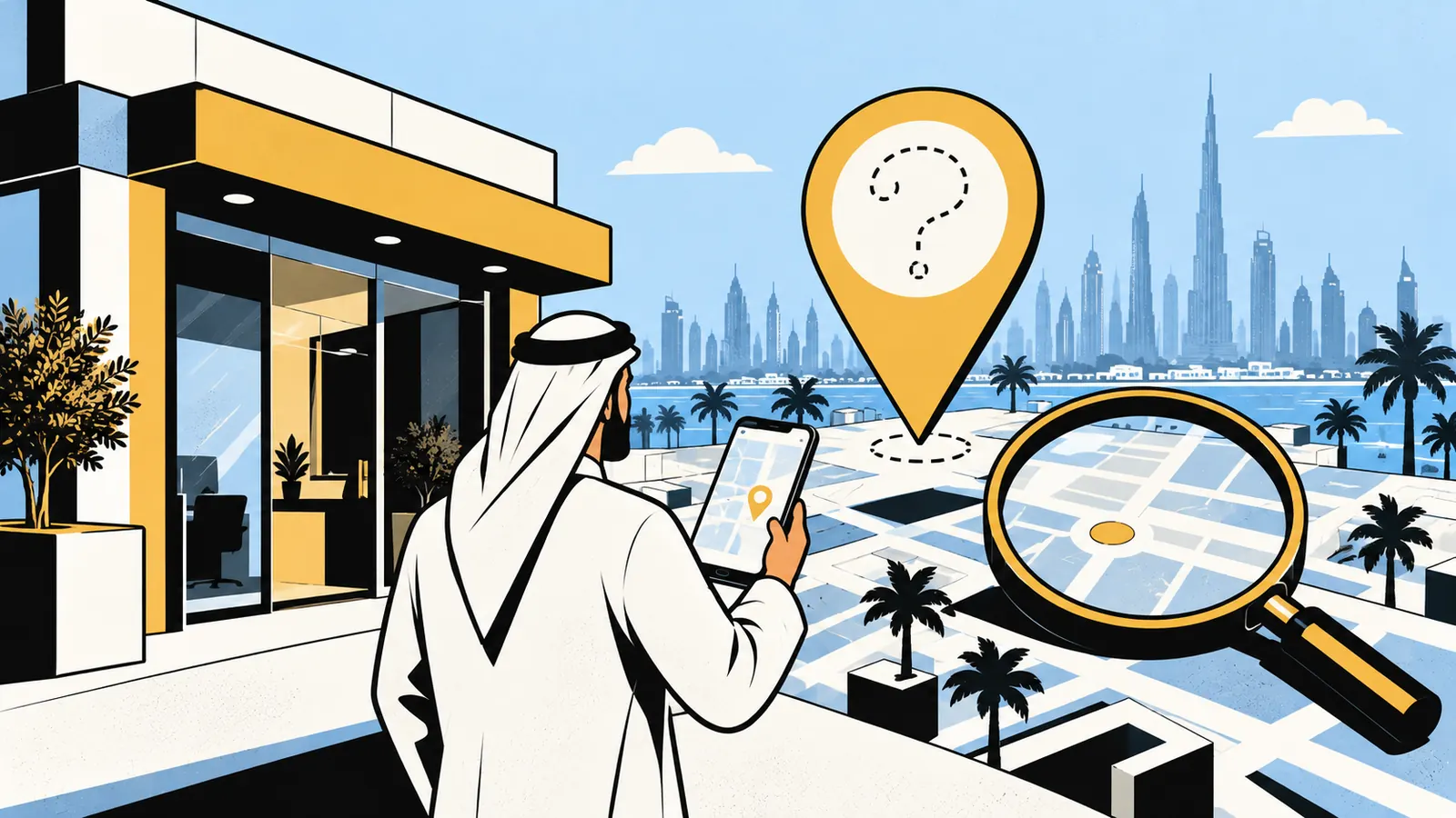 Business owner checking why the business is not showing on Google Maps in the UAE