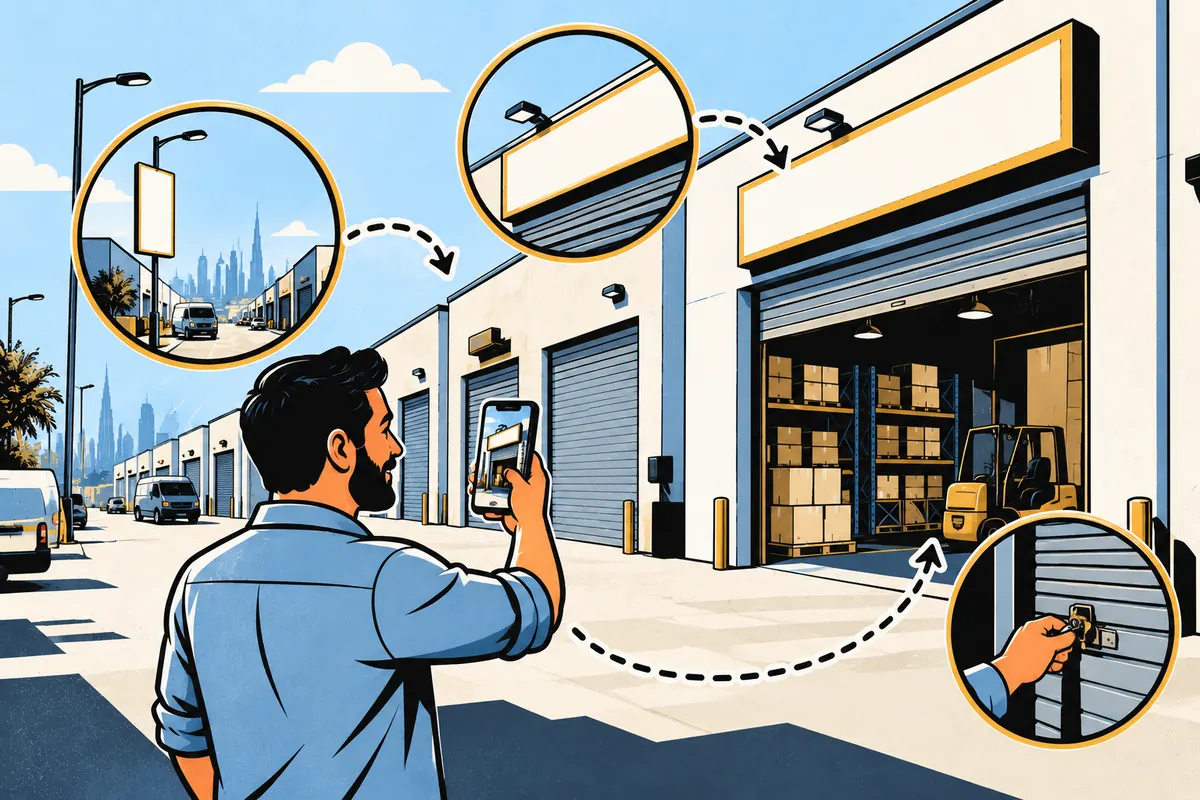 Recording a Google Business Profile verification video outside a UAE warehouse